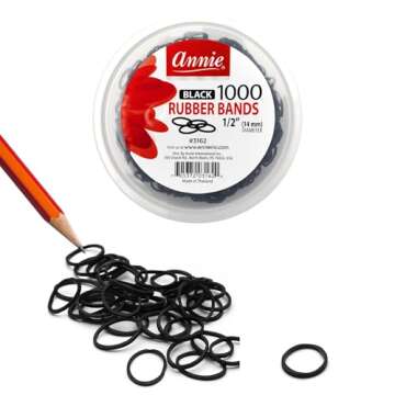 ANNIE 1000 RUBBER BANDS 1/2" #BLACK