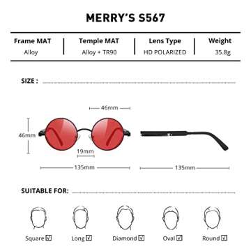 MERRY'S Gothic Steampunk Sunglasses - Fashionable Unbreakable Frame for Outdoor Adventures