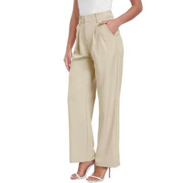 ELLEVEN Wide Leg Dress Pants Womens Work Pants High Waisted Business Office Palazzo Suit Pants Loose...