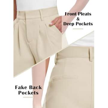 ELLEVEN Wide Leg Dress Pants Womens Work Pants High Waisted Business Office Palazzo Suit Pants Loose Casual Trousers Slacks with Pockets Apricot Small