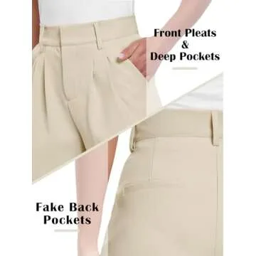 ELLEVEN Wide Leg Dress Pants Womens Work Pants High Waisted Business Office Palazzo Suit Pants Loose Casual Trousers Slacks with Pockets Apricot Small