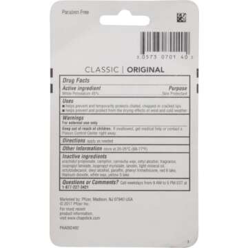 ChapStick Classic Original Lip Balm Tubes, Lip Care - 0.15 Oz (Pack of 3)