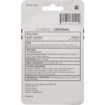 ChapStick Classic Original Lip Balm Tubes, Lip Care - 0.15 Oz (Pack of 3)