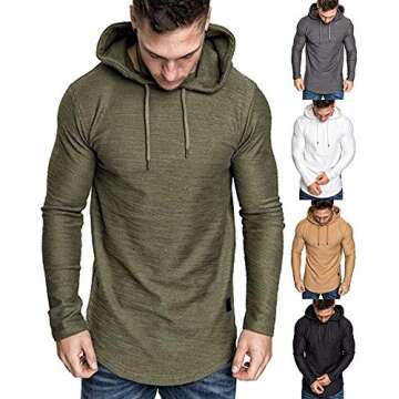 Lexiart Mens Fashion Athletic Hoodie in Solid Green