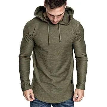 Lexiart Mens Fashion Athletic Hoodie in Solid Green