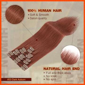 Benehair 14inch Clip in Hair Extensions Real Human Hair Long Straight 100% Remy Human Hair Full Head...