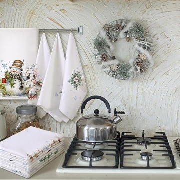 Festive Preboun 4 Pcs Christmas Kitchen Towels Set