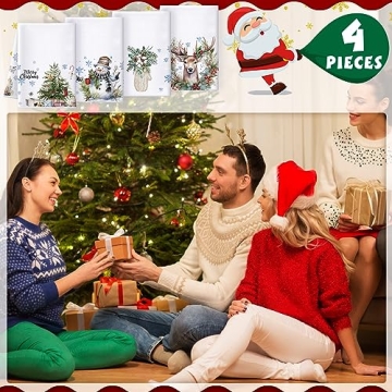 Festive Preboun 4 Pcs Christmas Kitchen Towels Set