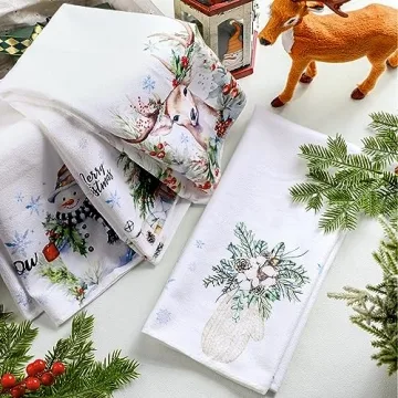 Festive Preboun 4 Pcs Christmas Kitchen Towels Set