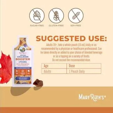 MaryRuth Organics Collagen Booster Liposomal | Sugar Free | Liquid Collagen Booster with Vitamin C, E, Zinc, Copper & Silica | Skin Care & Joint Support | Vegan | Non-GMO | Gluten Free | 14 Servings