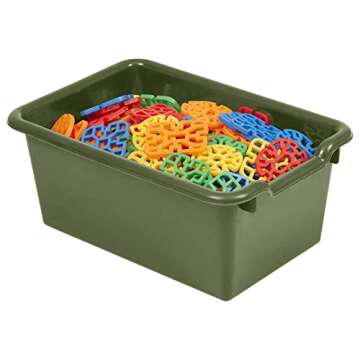 ECR4Kids Scoop Front Storage Bins, Hunter Green, 10-Piece Set
