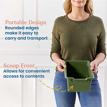 ECR4Kids Scoop Front Storage Bins, Hunter Green, 10-Piece Set