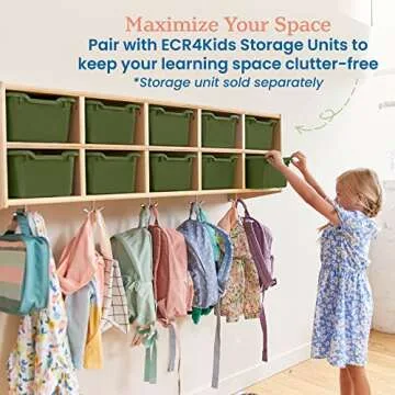 ECR4Kids Scoop Front Storage Bins, Hunter Green, 10-Piece Set