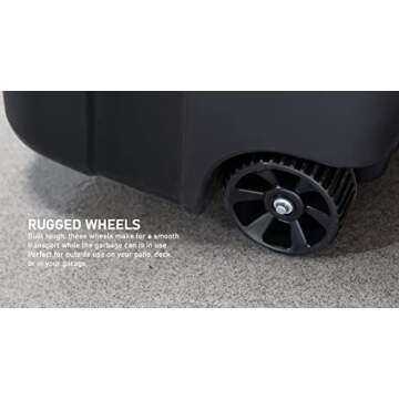 United Solutions 32 Gallon Wheeled Outdoor Garbage Can with Attached Snap Lock Lid and Heavy-Duty Handles, Black, Heavy-Duty Construction, Perfect Backyard, Deck, or Garage Trash Can, 2 Pack