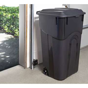 United Solutions 32 Gallon Wheeled Outdoor Garbage Can with Attached Snap Lock Lid and Heavy-Duty Handles, Black, Heavy-Duty Construction, Perfect Backyard, Deck, or Garage Trash Can, 2 Pack