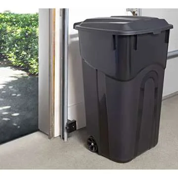 United Solutions 32 Gallon Wheeled Outdoor Garbage Can with Attached Snap Lock Lid and Heavy-Duty Handles, Black, Heavy-Duty Construction, Perfect Backyard, Deck, or Garage Trash Can, 2 Pack
