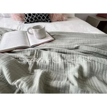 KyraHome 100% Organic Cotton Muslin Blanket - Stylish Comfort