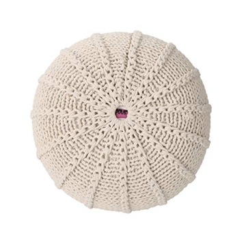 Christopher Knight Home Agatha Knitted Cotton Pouf Beige Small
