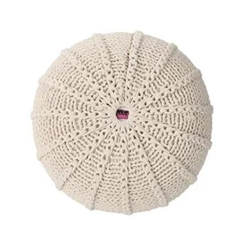 Christopher Knight Home Agatha Knitted Cotton Pouf Beige Small
