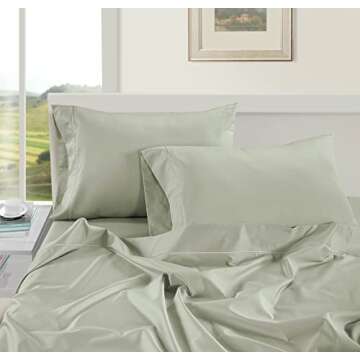 100% Egyptian Cotton Bed Sheets 1000 TC sábanas queen, Soft & Comfy Luxury Hotel like Thick Bedding Sheets & Pillowcase set, Machine Wash naturally cooling 16" Queen Deep Pocket Sheet Set Mineral