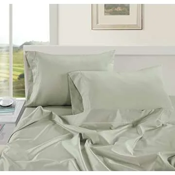 100% Egyptian Cotton Bed Sheets 1000 TC sábanas queen, Soft & Comfy Luxury Hotel like Thick Bedding Sheets & Pillowcase set, Machine Wash naturally cooling 16" Queen Deep Pocket Sheet Set Mineral