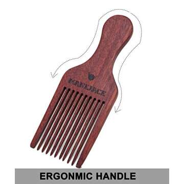MANEJACK Beard Pick for Men- Wooden Comb Afro Hair Lift Combs