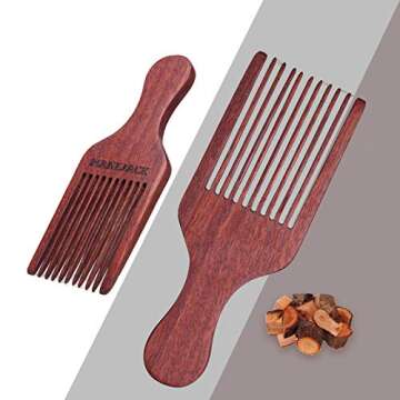 MANEJACK Beard Pick for Men- Wooden Comb Afro Hair Lift Combs