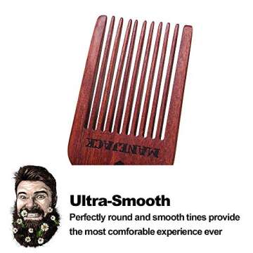 MANEJACK Beard Pick for Men- Wooden Comb Afro Hair Lift Combs