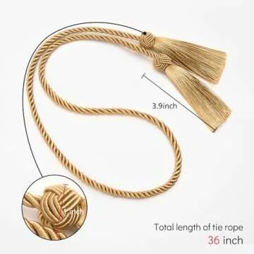NICEEC 2 Pack Double-Ended Tassel Curtain Tiebacks Handmade Braided Rope Knot Drapery Holdbacks European Style Decorative Curtain Tie Backs for Home & Office Window Drapes (Bronze)