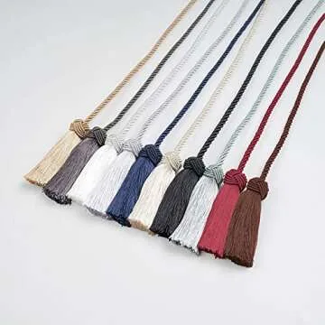 NICEEC 2 Pack Double-Ended Tassel Curtain Tiebacks Handmade Braided Rope Knot Drapery Holdbacks European Style Decorative Curtain Tie Backs for Home & Office Window Drapes (Bronze)