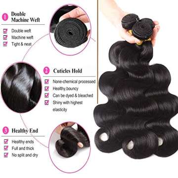 Tasumla 12A Human Hair Bundles Body Wave 3 Bundles Human Hair 24 26 28 Inch 100 Unprocessed Brazilia...