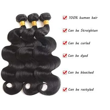 Tasumla 12A Human Hair Bundles Body Wave 3 Bundles Human Hair 24 26 28 Inch 100 Unprocessed Brazilian Virgin Hair Bundles Deals Human Hair Weft Weave Bundles Human Hair Extension Natural Color Afekisn