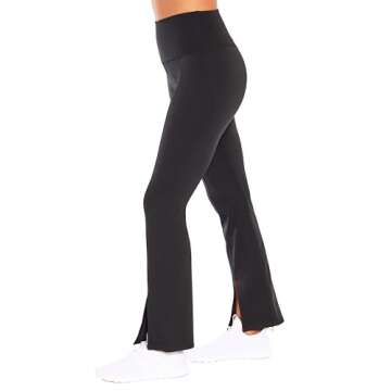 Zobha Women's Standard Daily Ultra High Rise Slit Front Flare Pant, Black, Medium