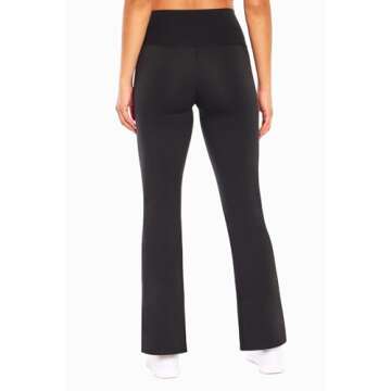 Zobha Women's Standard Daily Ultra High Rise Slit Front Flare Pant, Black, Medium