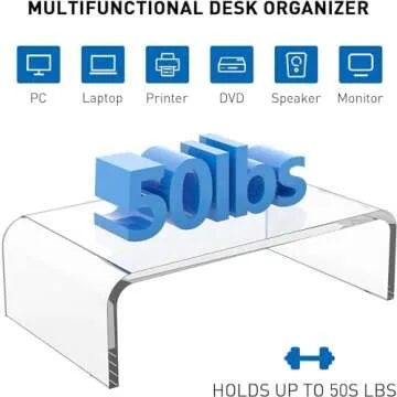 Egchi Clear Acrylic Monitor Stand Riser - 4" Ergonomic Desk Shelf