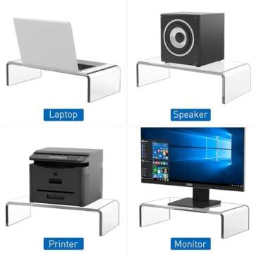 Egchi Clear Acrylic Monitor Stand Riser 1 Tier, 4 Inches High Clear Computer Desk Organizer Shelf for Multi Media PC Storage Laptop