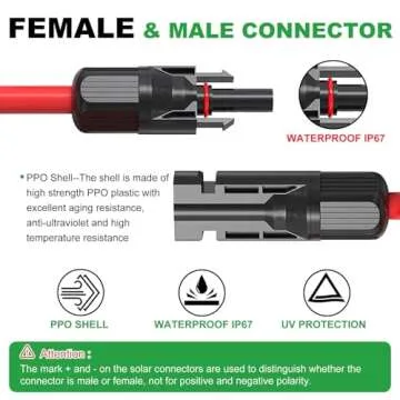 Oududianzi 12AWG Solar Extension Cable 20Ft Dual Sheath