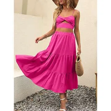 ANRABESS Women's Summer Boho Midi Skirt with Pockets