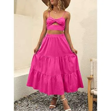 ANRABESS Women's Summer Boho Midi Skirt with Pockets