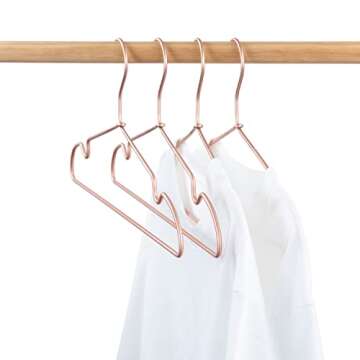 KOOBAY New Born Clothes Hangers Non Slip 12.5“ Rose Gold Copper Wire Children Coat Suit Metal Hanger, 30 Pack Baby Closet Dividers for Nursery Pants Display Organizer for Infant Clothing