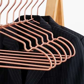 KOOBAY New Born Clothes Hangers Non Slip 12.5“ Rose Gold Copper Wire Children Coat Suit Metal Hanger, 30 Pack Baby Closet Dividers for Nursery Pants Display Organizer for Infant Clothing