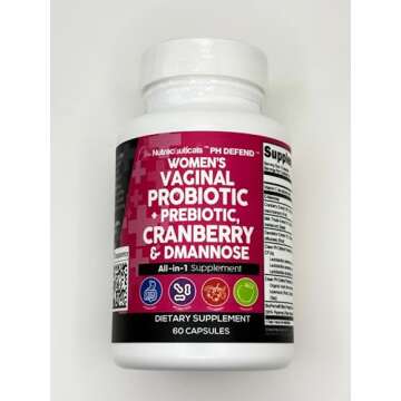 Clean Nutraceuticals Vaginal Probiotics for Women + Prebiotics 20 Billion Cranberry Pills w/D-Mannose 500 mg for Urinary Tract Health pH Balance - for Vaginal Health Supplements Pills - 1 Pack