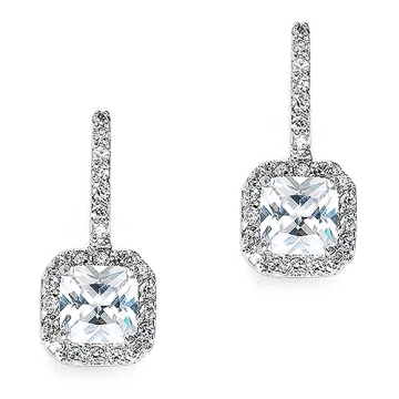 Mariell Radiant-Cut CZ Bridal Earrings for Brides & Do