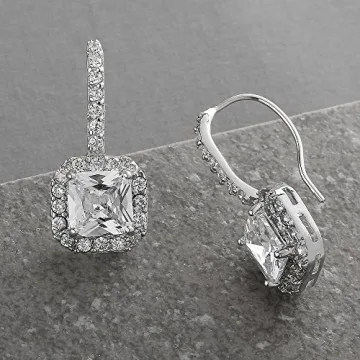 Mariell Radiant-Cut CZ Bridal Earrings for Brides & Do
