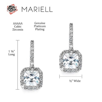 Mariell Radiant-Cut CZ Bridal Earrings for Brides & Do