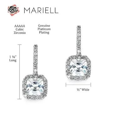 Mariell Radiant-Cut CZ Bridal Earrings for Brides & Do