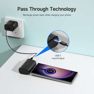 NEWDERY USB C Portable Charger 6600mAh,Small Power Bank, Mini Slim Batttery Pack External Phone Charger for iPhone 16 Pro Max/16 Plus/16 Pro/16/15/Galaxy S24 Ultra/Z Flip/Z Fold/Google/Android