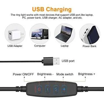 Velouer Selfie Ring Light with Cell Phone Holder Stand for Live Stream/Makeup, LED Camera Lighting [3-Light Mode] with Flexible Arms Compatible with iPhone 8 7 6 Plus X Android (White)