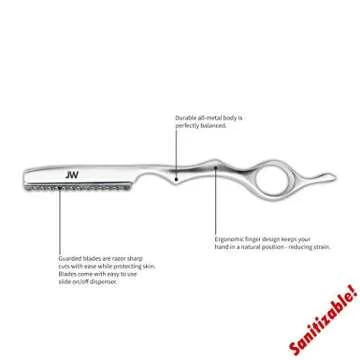 JW Professional Hair Styling Thinning Texturizing Cutting Feather Razor + 5 Replacement Blades