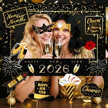 Uniticber New Year Party Supplies 2026 with Photo Props Kit